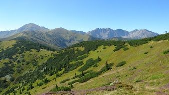 panoramic view of the western Tatras on a sunny day