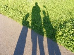 Shading people shadows on path and lawn