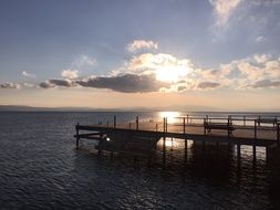 landscape of wooden pier under the sunlight