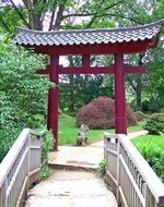 traditional arch in the japanese garden