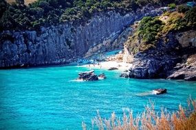 panoramic view of the bright blue tropical coast