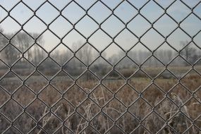 fence in frost close-up