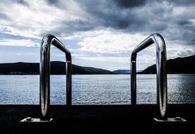 Metal construction on the seashore in Montenegro