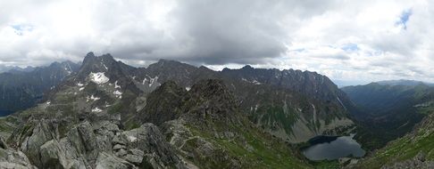 panoramic view of the high Tatras in the clouds