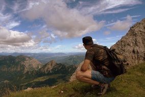 Human looking at mountains