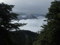 Scenery of cloudy mountains