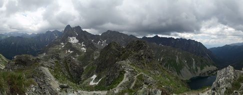 panoramic view of the high Tatras on a cloudy day