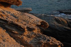 large stones on the ocean close up