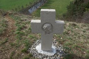 white cross on a hill in the Danube Valley