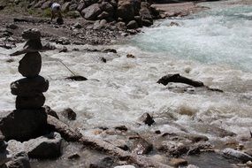 Landscape wth the stones in the water