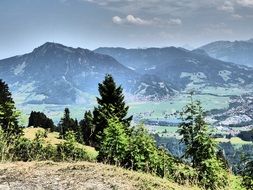 panoramic view of the Allgau Alps on a sunny day