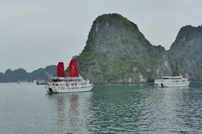 big ships in halong bay in vietnam