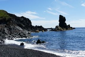 volcanic beach in iceland on a sunny day