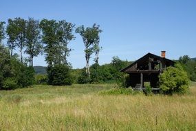 landscape of wooden cabin in the forest in slovakia