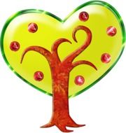drawing of a tree with a crown in the form of a heart