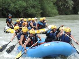 Rafting on a white water