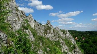 Hiking green rocks cloud sky view