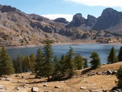 lake among high mountains in france