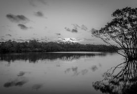 River Sunset black and white photo