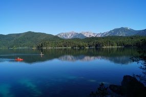 panoramic view of eibsee lake in bavaria