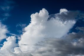 white clouds in the blue sky close-up