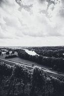 panoramic view of franconia in black and white image