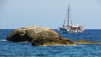 yacht in the Mediterranean Sea off the coast of Skiathos