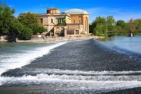 splendiferous landscape of building on River coast in Cascade