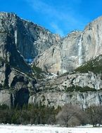 Yosemite waterfall on the beautiful rocks