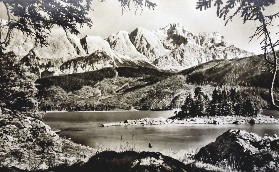 old sepia Postcard with Seascape scenery