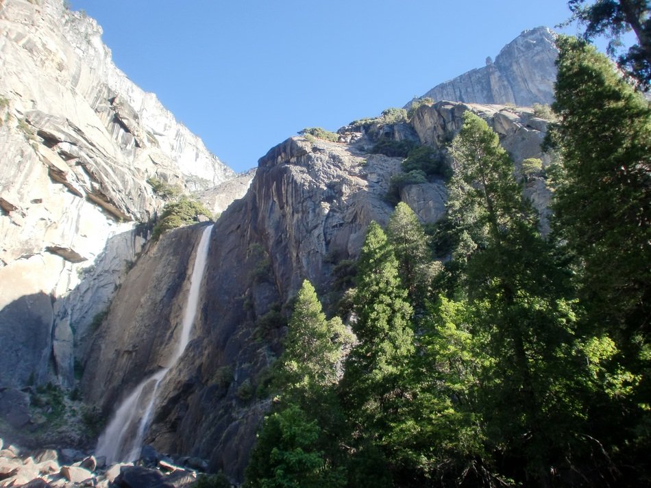 Beautiful Yosemite waterfall on the mountain