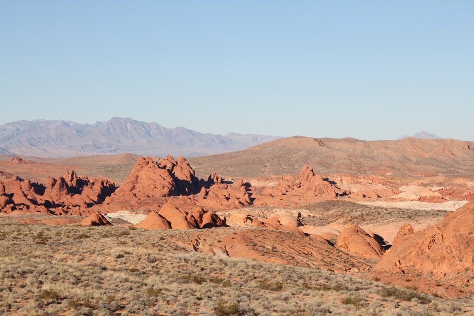 Beautiful panorama of orange sandstones in the desert with canyon in America