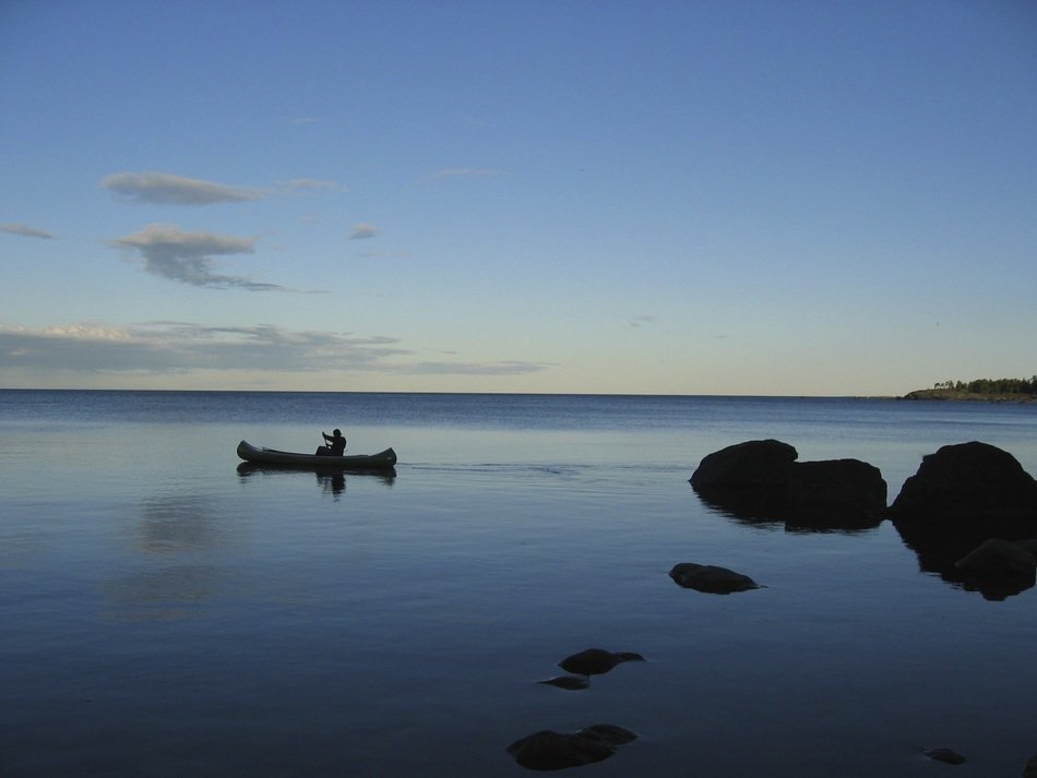 kayak on the mirroring lake