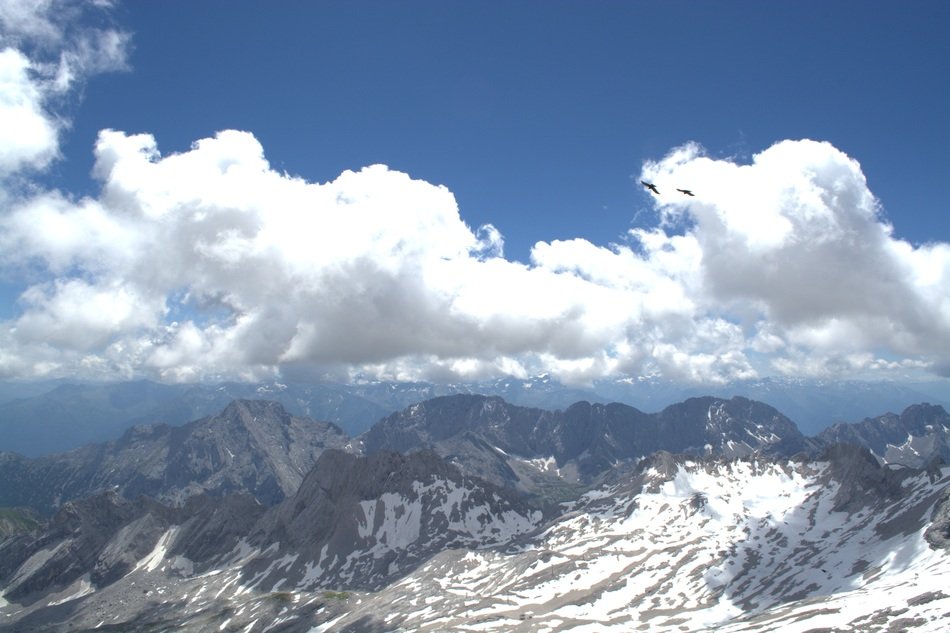 Zugspitze in white clouds