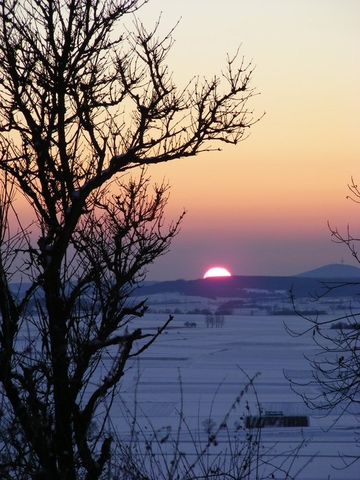 winter sunset like a color game