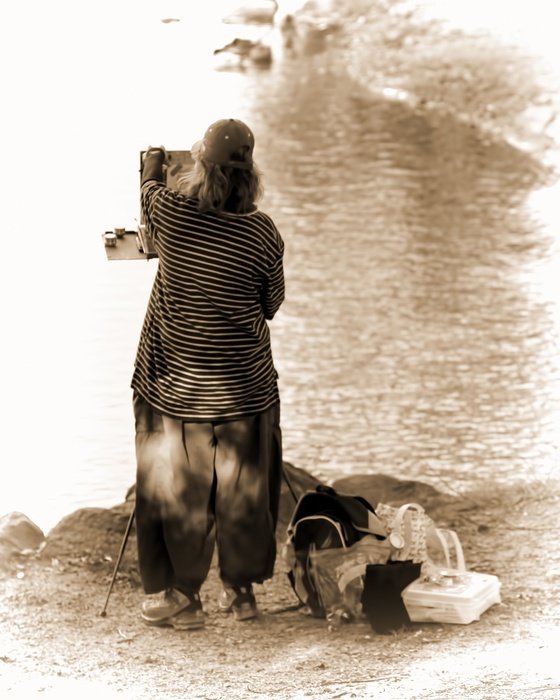 Drawing of the artist near Lake Tomahawk