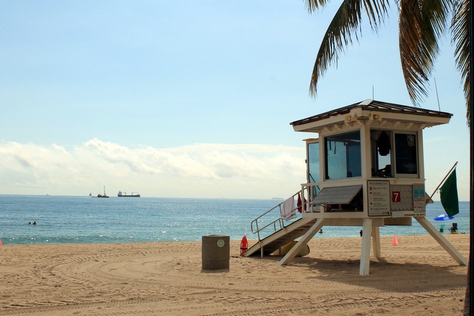 Landscape with the vigilance tower on the clearwater beach