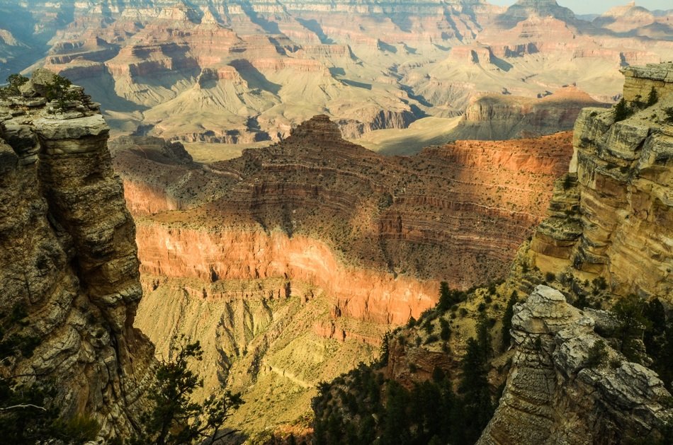 panorama of a huge gorge in the Grand Canyon on a sunny day