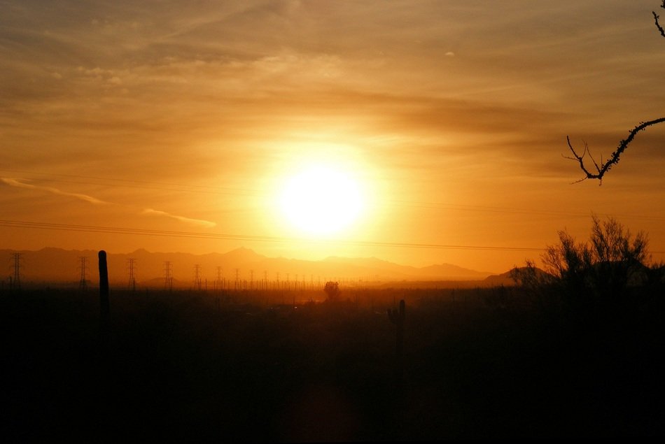 bright sunset in the desert