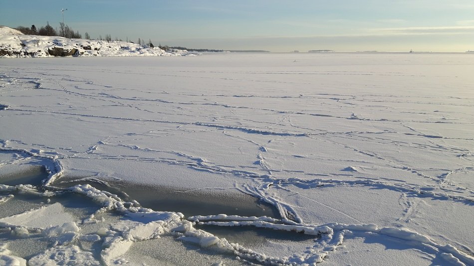 Pack Ice on winter Sea panorama