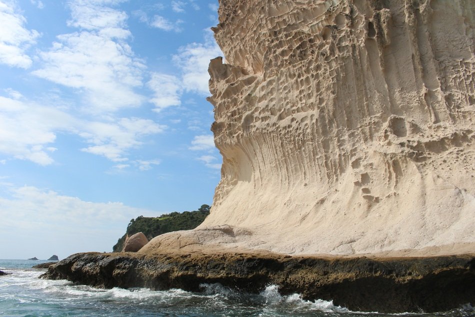 sheer cliff on the coast in new zealand