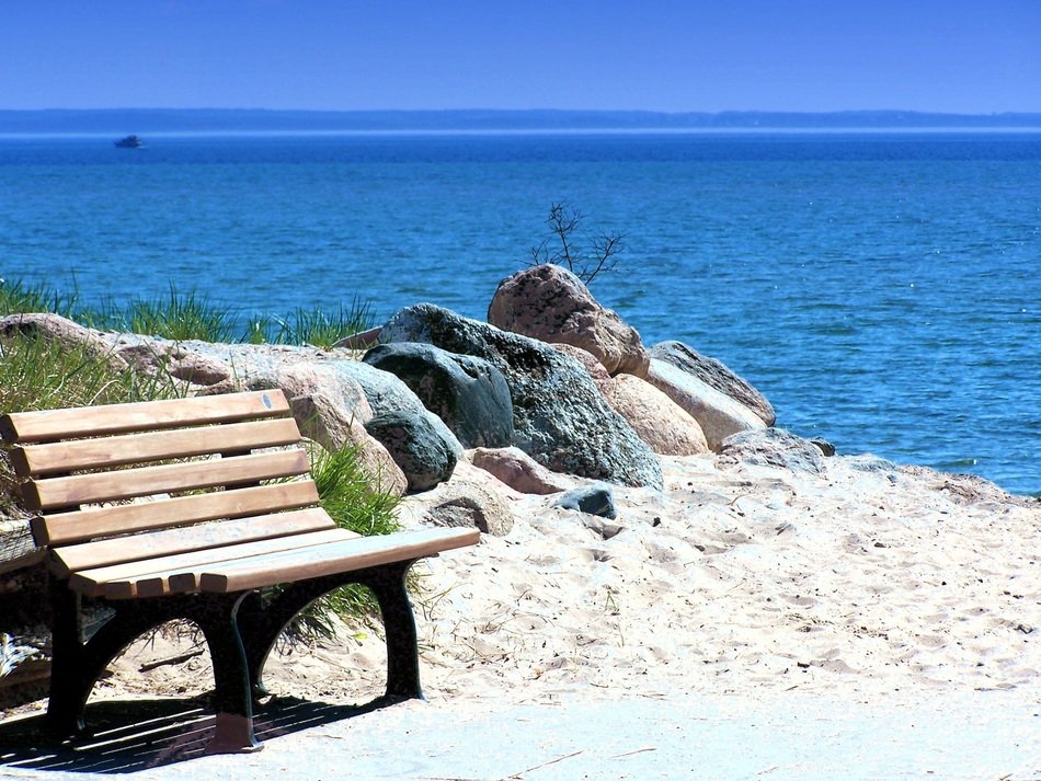 bench on the Baltic sea coast