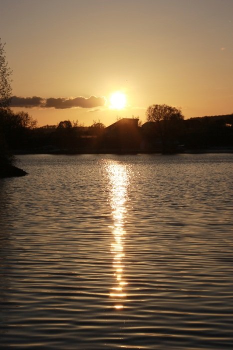 sunset on the lake in iceland