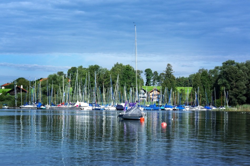 boats on a lake in upper bavaria