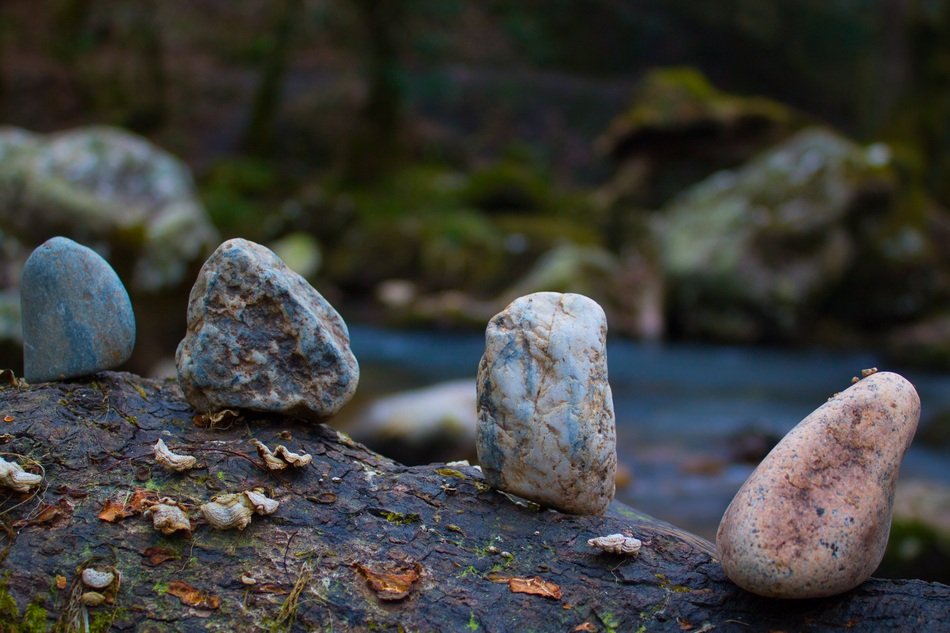 smooth row of stones close-up