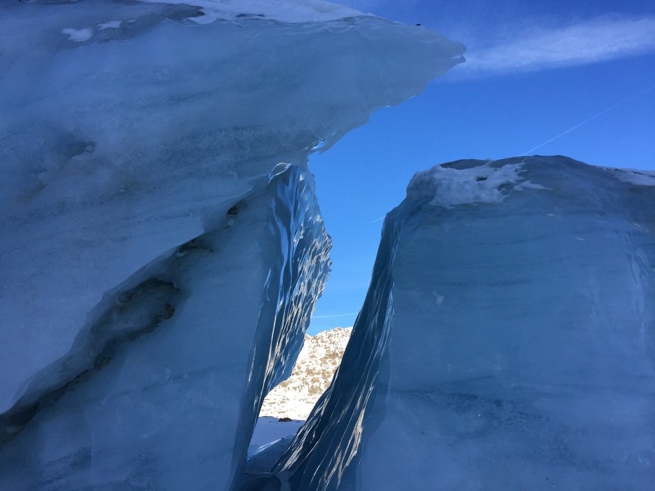 big iced rocks on a mountain