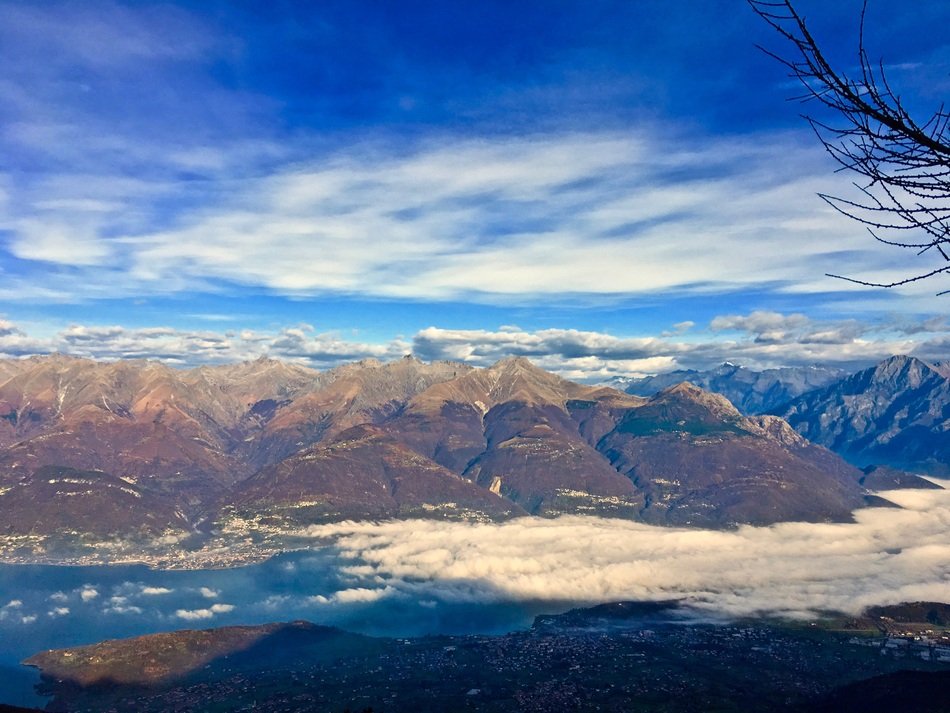 panoramic view of the lake in the valley between the mountains