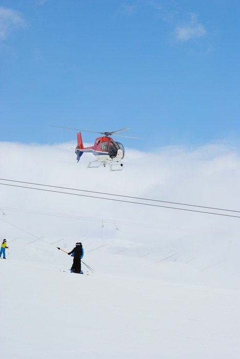 Winter Swedish Mountain helicopter scene