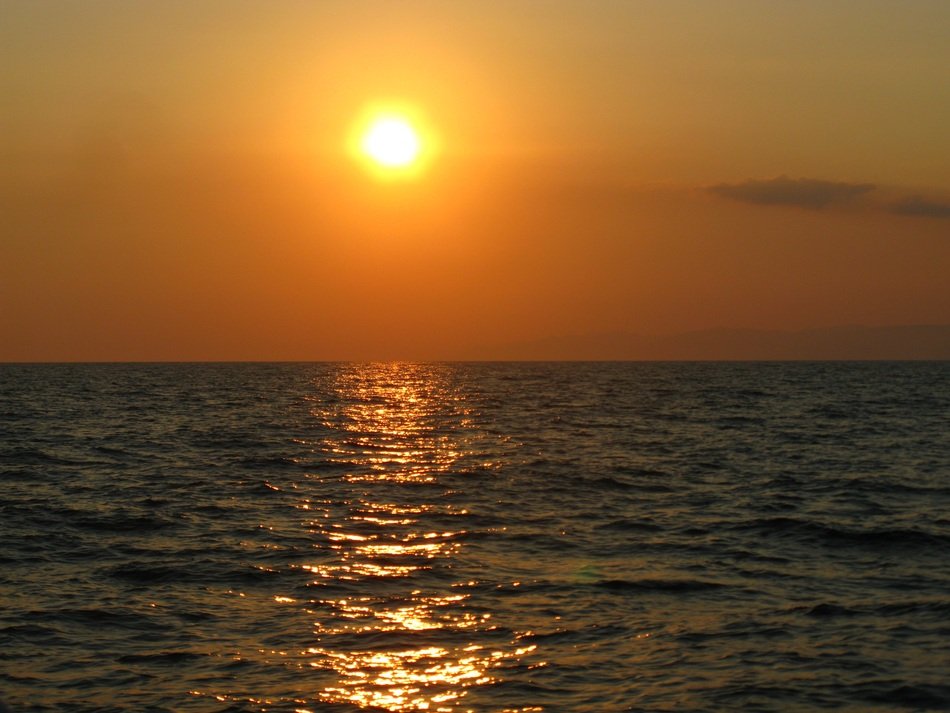 sunset at sea at dusk