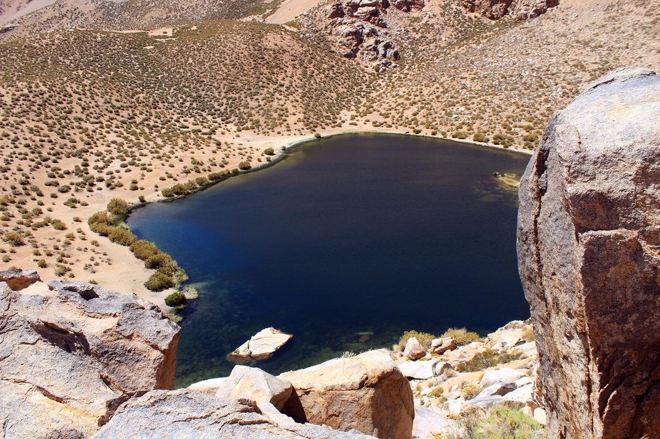 cochiguaz with dark water in the mountains in chile